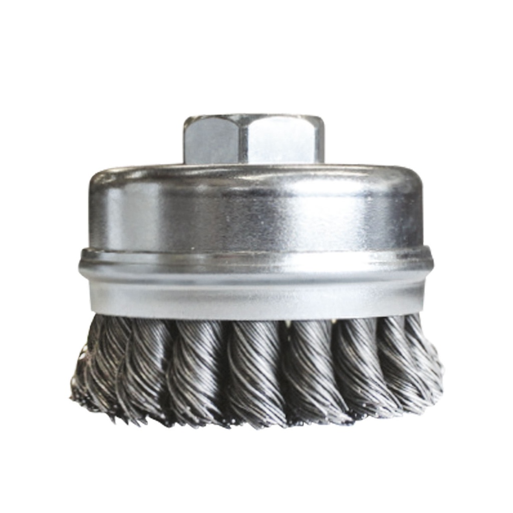CEPILLO TIPO COPA TRENZADA CON ARO 3" ENT 5/8-11 A. AL CARBÓN .02"