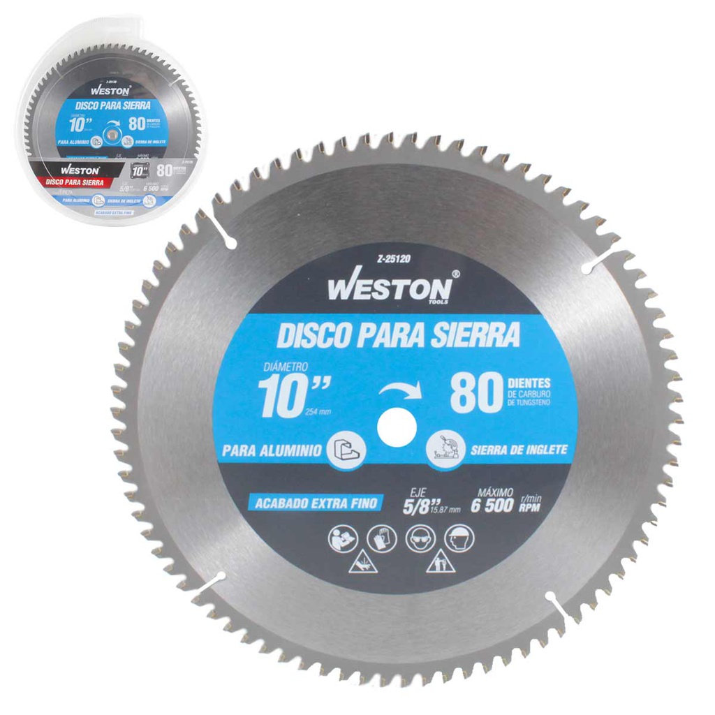 DISCO PARA SIERRA CIRCULAR P/ALUMINIO 10'' X 5/8'' 80DT