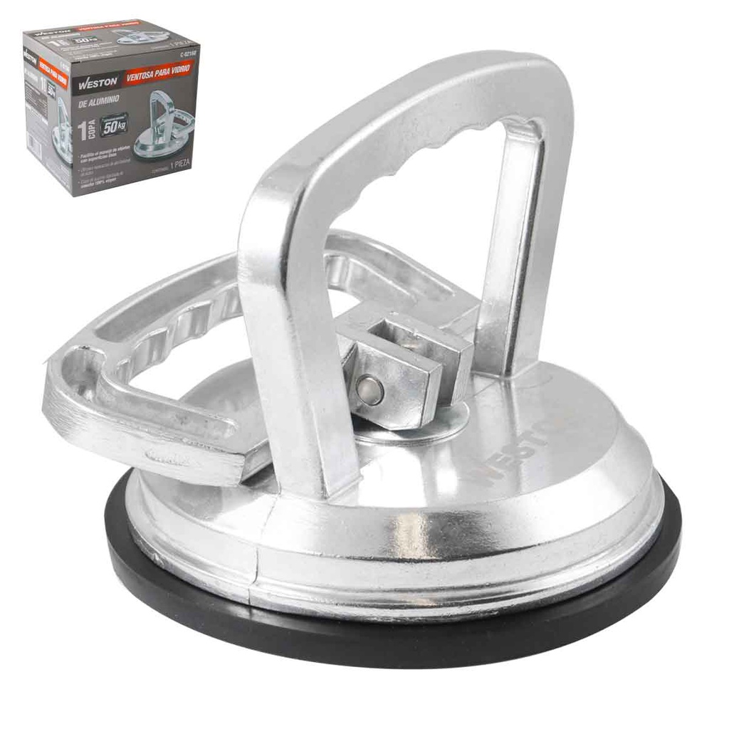 VENTOSA P/VIDRIO D/ALUMINIO 1 COPA CAP. 50KG (PAQ.4)