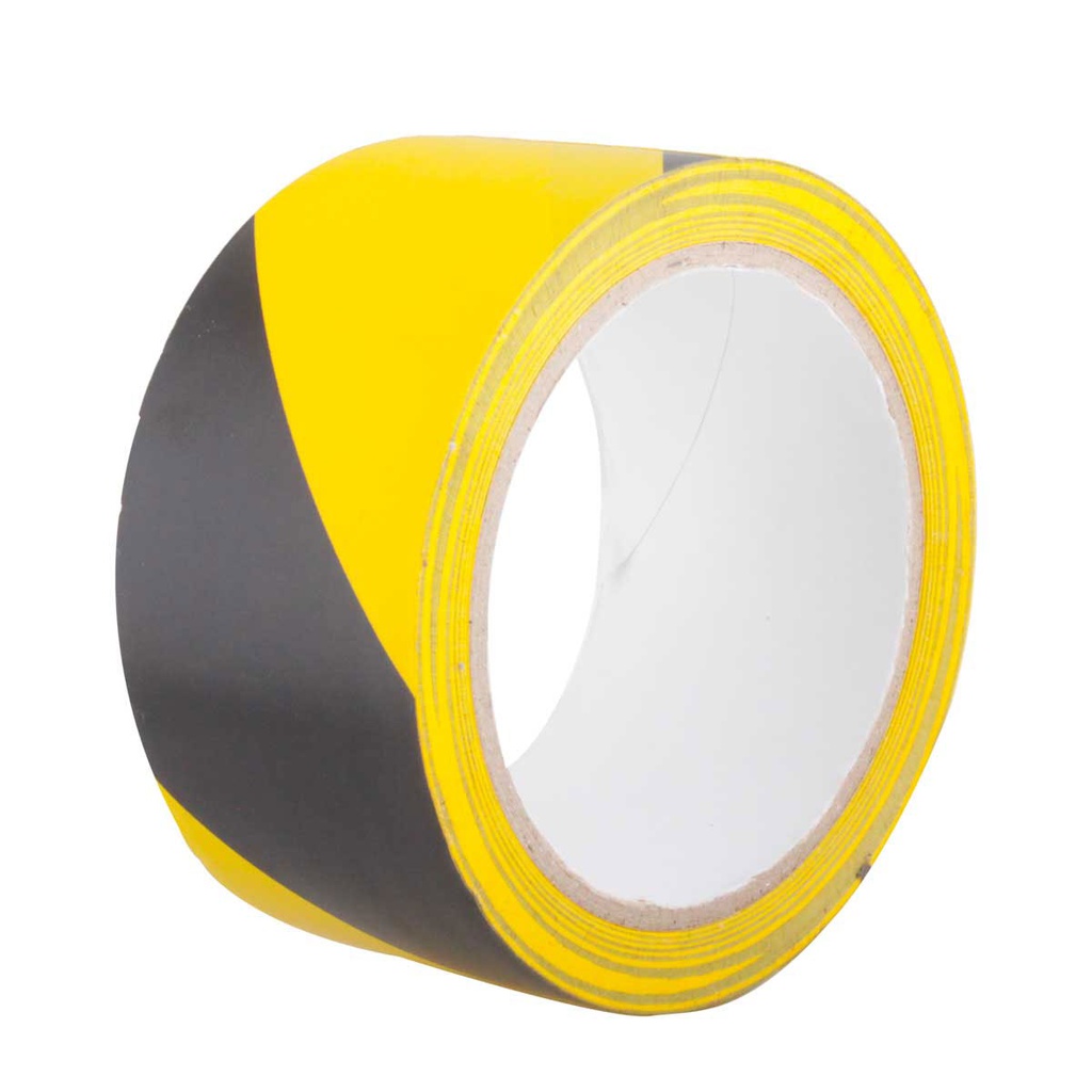 CINTA DE SEÑALIZACIÓN NEGRO/AMARILLO 50mm X 18M ($ x pza, caja c/48)