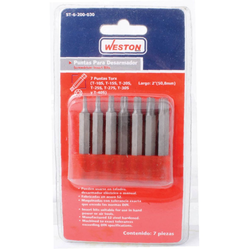 JGO.7 PZS.PUNTAS TORX A 1"                        T 10S,15S,20S,25S,27S,30S,40S