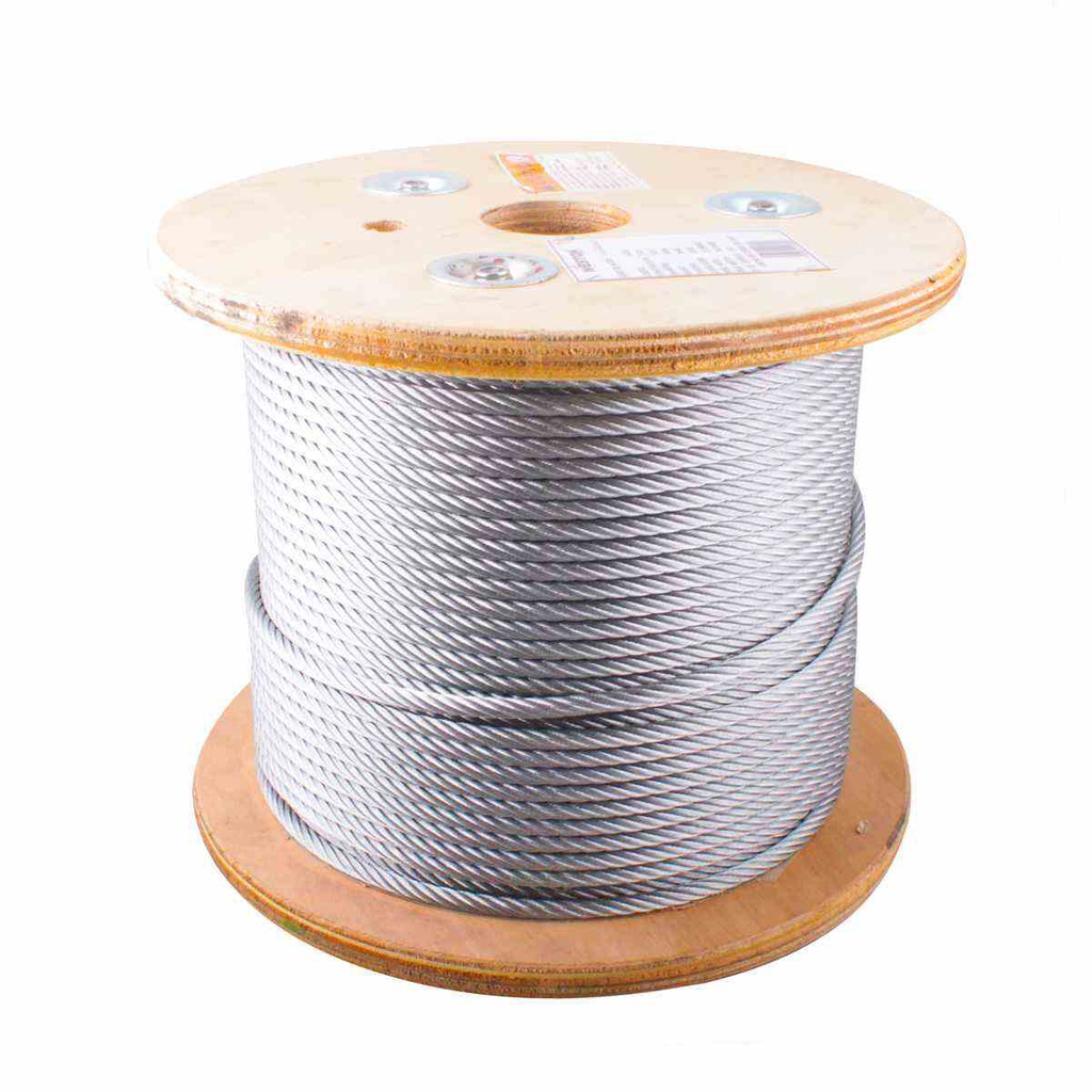 CABLE DE ACERO GALVANIZADO 7X19 1/2" ROLLO 100M