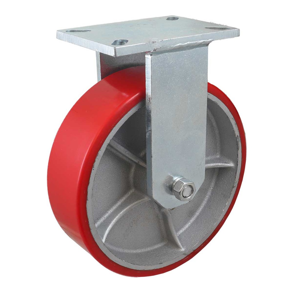 RODAJA FIERRO VACIADO C/PU ROJA FIJA 10" X 3" (254*75MM)