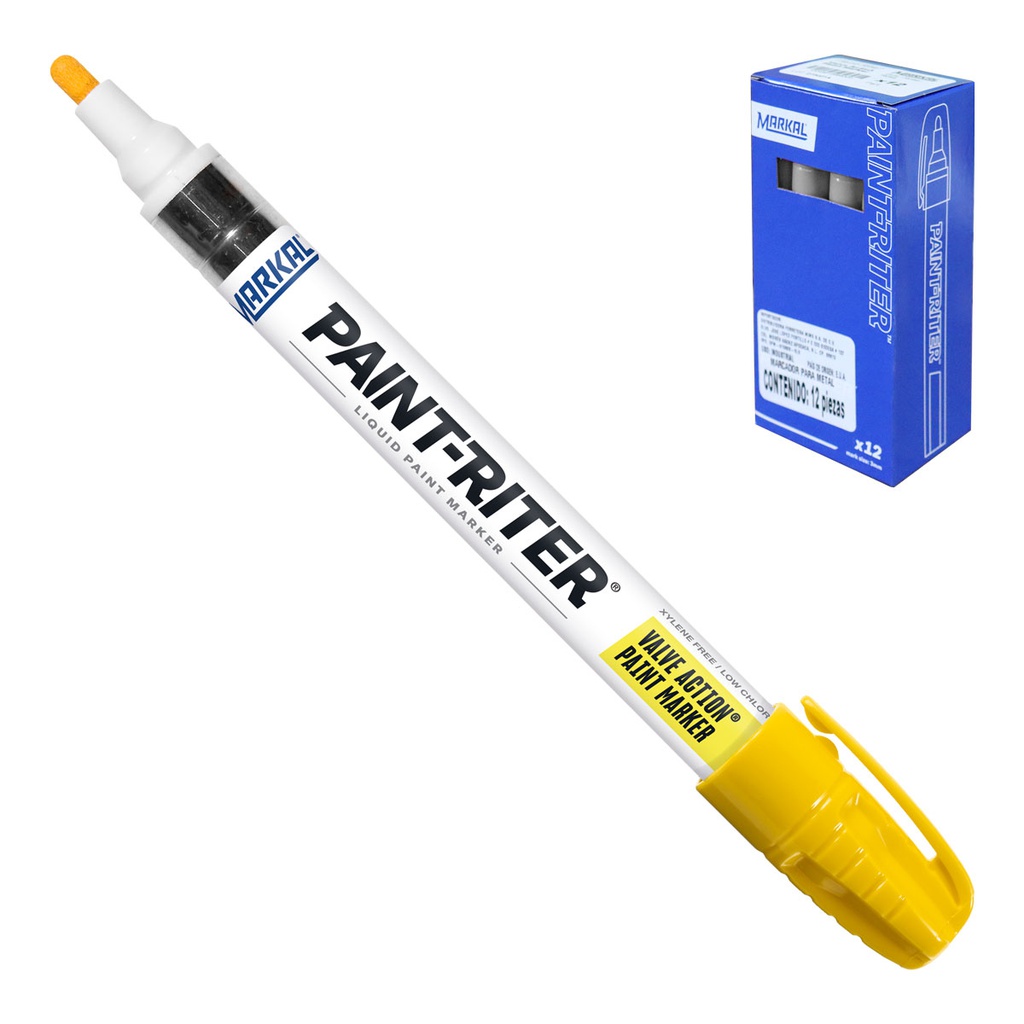 MARCADOR VALVE ACTION AMARILLO (Precio x  Empaque c/12 pzas)
