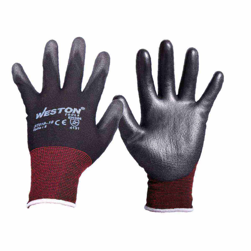 GUANTE NYLON NORMAL C/PU 13G NEGRO 8 (Precio x  Empaque c/10 pares)