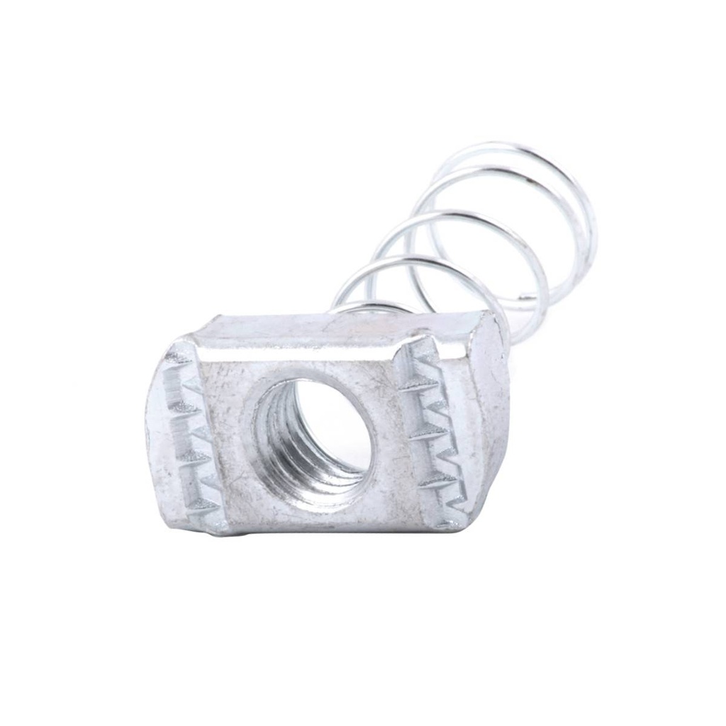 TUERCA C/RESORTE P/CANALETA GALV.  1/2"-13 X34.5X19X9.2MM (Precio x Pza - Caja c/200 pzas)