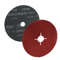 [Z-14031] DISCO DE LIJA C50 BARRENO 4.5" X 7/8" CERAMICS PLUS INOX VSM XF885 4 RANURAS