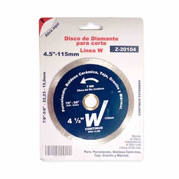 [Z-20104] DISCO DIAMANTE 4.5" CONTINUO ESTANDAR