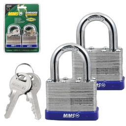 [BL-0295] JGO. DE 4 CANDADOS DE ACERO CUERPO LAMINADO 50MM C/8 LLAVES