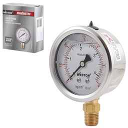 [W-10250] MANOMETRO GLICERINA 2 1/2" 1/4" NPT 100KG/1500LB