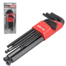 [ST-6-200-610] JUEGO 13 LLAVES LARGAS PUNTA DE BOLA .05-3/8" HEX CRV C/ORGANIZADOR