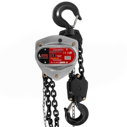 [HB5001] GARRUCHA CROMADA, CAPACIDAD DE 500 KG, CADENAS DE 3 M, FACTOR 4:1